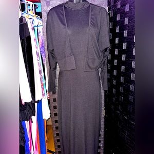Sleeveless long dress size small zippered back comes with a crop cardigan